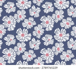 Japanese Overlap Tropical Flower Vector Seamless Pattern