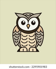 japanese owl illustration design in vector art cartoon style