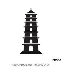 japanese pagoda flat icon vector