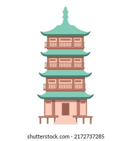 Japanese pagoda icon cartoon vector. Chine building. New year