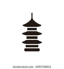 Japanese pagoda icon. Flat silhouette version.