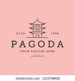 japanese pagoda icon line art logo vector symbol illustration design