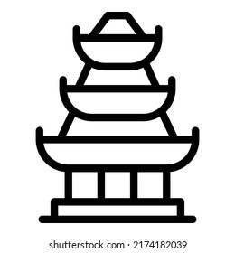 Japanese pagoda icon outline vector. China building. House temple