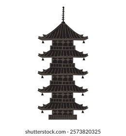 Japanese pagoda illustration, Buddhist architecture, Traditional japanese culture.