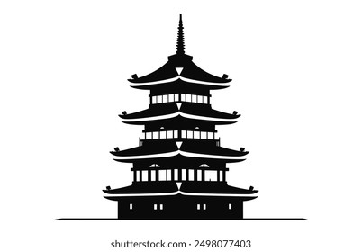 Japanisch Pagoda Silhouette Vektor schwarz Clipart