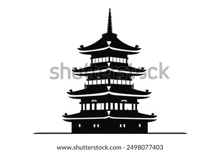 Japanese Pagoda Silhouette Vector black Clipart