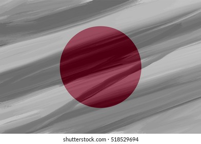Japanese painted / drawn vector flag. Dramatic, unusual look. Vector file contains flag and texture layers