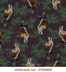 Japanese painting hawk pattern