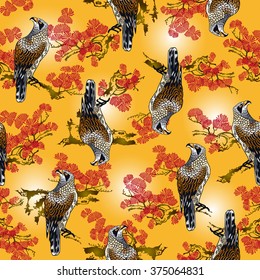 Japanese painting hawk pattern