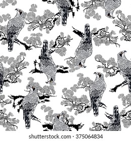 Japanese painting hawk pattern