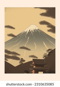 Japanese painting of Mount Fuji, Ukiyo-e painting