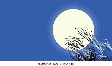 Japanese pampas grass and full moon
