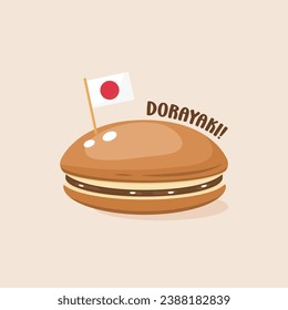 japanese pancake with japanese flag, vector illustration