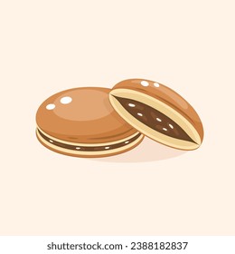 japanese pancake with red bean, vector illustration