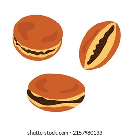 Japanese pancakes - dorayaki with red beans. Sweet traditional food 