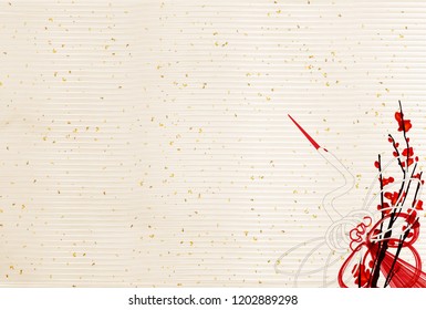Japanese paper crane greeting card background