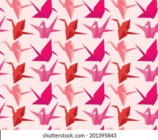 Japanese paper cranes seamless pattern