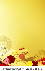 Japanese paper New Year's card chrysanthemum background