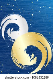 Japanese paper style background Gold and silver spirals