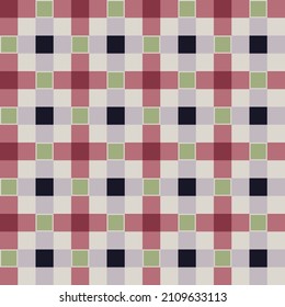 Japanese Pastel Checkered Vector Seamless Pattern