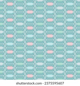 Japanese Pastel Hexagon Net Vector Seamless Pattern