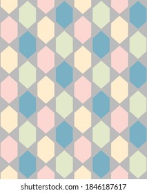 Japanese Pastel Hexagon Vector Seamless Pattern