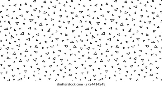 Japanese patern bg. Vector hand-drawn seamless pattern with tiny small triangles. Artistic digital paper. Endless texture backdrop. Tileable background illustration in black and white colors