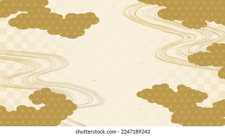 Japanese pattern abstract background. Clouds and flowing water pattern.