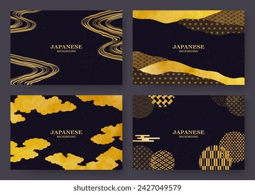 Japanese pattern, abstract background. golden design.