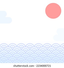 Fondo de patrón japonés. El patrón de la ola azul del mar