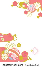 Japanese pattern background of chrysanthemum and Temari
