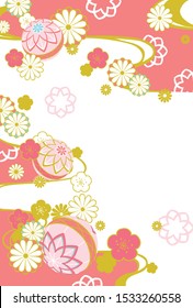 Japanese pattern background of chrysanthemum and Temari