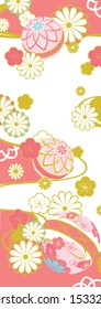 Japanese pattern background of chrysanthemum and Temari