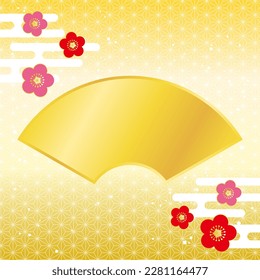 Fondo del patrón japonés con flores de abanico y ciruela, ilustración vectorial