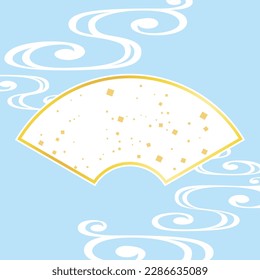 Japanese Pattern Background with a fan and running water pattern, vector illustration
