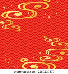 Japanese pattern background of flowing water, vector illustration