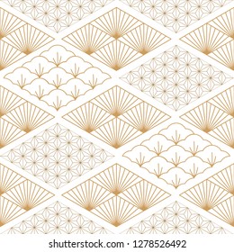 Japanese pattern background. Geometric template vector. Line elements.