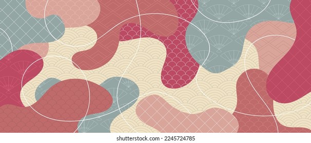 Japanese pattern background. Geometric template in traditional Japan style. Landscape background with Japanese pattern. Vector illustration