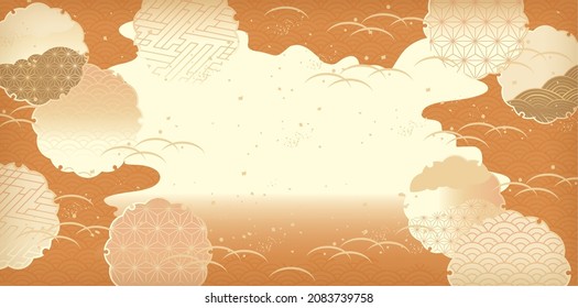 Ilustración de fondo de patrón japonés en tonos retro