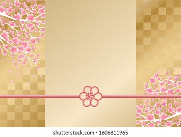 Japanese pattern background material, cherry blossom frame