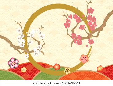 Japanese pattern background material for Japanese plum