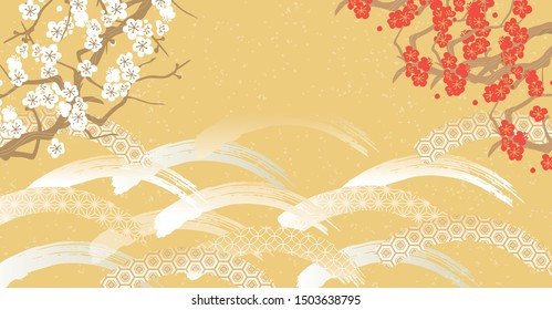 Japanese pattern background material for Japanese plum
