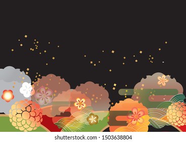 Japanese pattern background material for Japanese plum