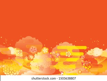 Japanese pattern background material for Japanese plum