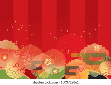 Japanese pattern background material for Japanese plum