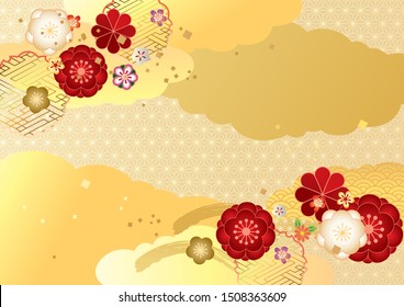 Japanese pattern background material for Japanese plum