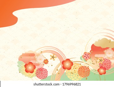 Japanese pattern background material for Japanese plum