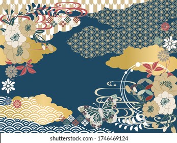 Japanese pattern background material retro pop Japan simple flat