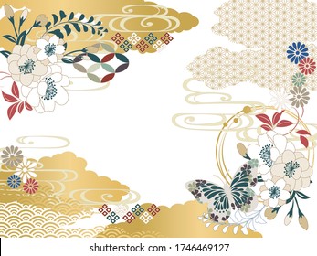 Japanese pattern background material retro pop Japan simple flat