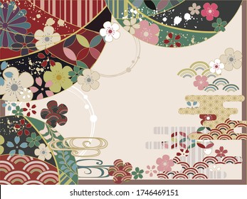 Japanese pattern background material retro pop Japan simple flat